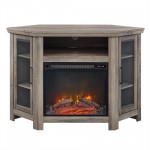 48" Wood Corner Fireplace TV Stand - Grey Wash