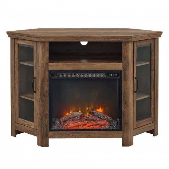 48" Wood Corner Fireplace TV Stand - Rustic Oak