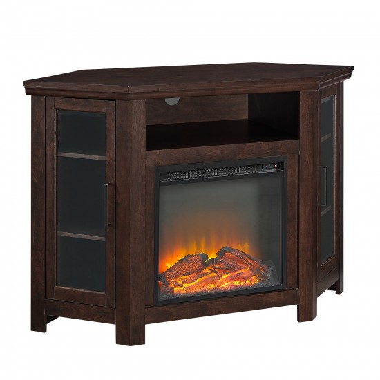 48" Wood Corner Fireplace TV Stand - Traditional Brown