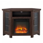 48" Wood Corner Fireplace TV Stand - Traditional Brown