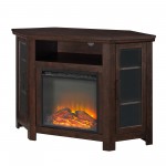 48" Wood Corner Fireplace TV Stand - Traditional Brown