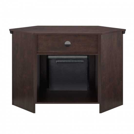 48" Wood Corner Fireplace TV Stand - Traditional Brown