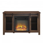 Grant 48" Rustic Farmhouse Fireplace TV Stand - Dark Walnut