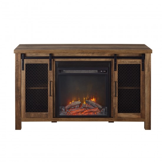 Grant 48" Rustic Farmhouse Fireplace TV Stand - Rustic Oak