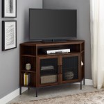 Maverick 48" Industrial Mesh Door Corner TV Stand - Dark Walnut