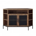 48" Mesh Door Corner TV Console - Rustic Oak