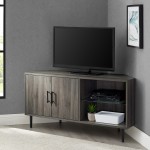 Nora 48" 2 Door Glass Shelf Corner TV Stand - Slate Grey