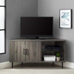 Nora 48" 2 Door Glass Shelf Corner TV Stand - Slate Grey