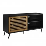 Bowie 52" Two-Tone Modern TV Stand with Sliidng Slat Door - Black/Barnwood