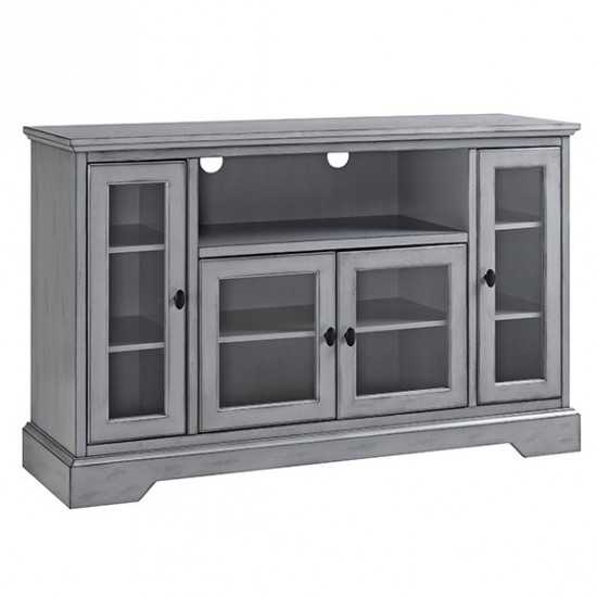 Highboy 52" Transitional Glass Wood TV Stand - Antique Grey