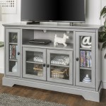 Highboy 52" Transitional Glass Wood TV Stand - Antique Grey
