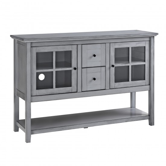 52" Transitional Wood Glass Sideboard - Antique Grey