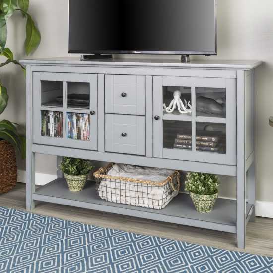 52" Transitional Wood Glass Sideboard - Antique Grey