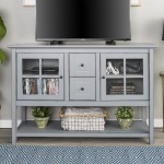 52" Transitional Wood Glass Sideboard - Antique Grey