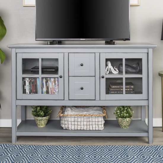 52" Transitional Wood Glass Sideboard - Antique Grey