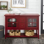 52" Transitional Wood Glass Sideboard - Antique Red