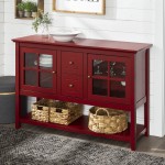 52" Transitional Wood Glass Sideboard - Antique Red