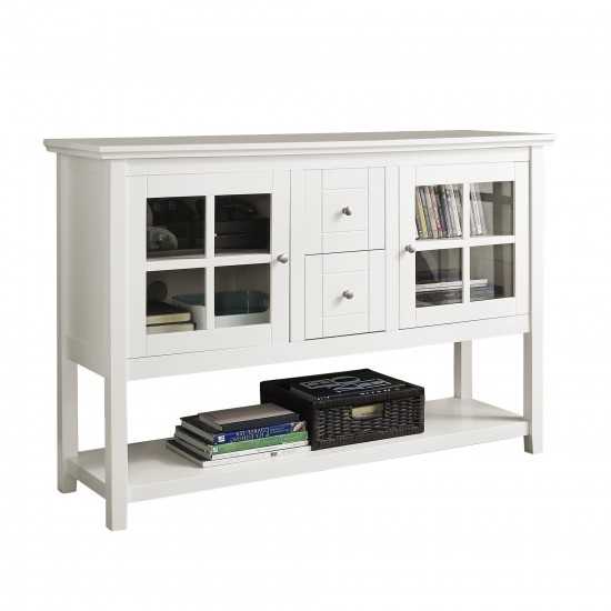 52" Transitional Wood Glass Sideboard - White
