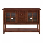 52" Transitional Wood Glass Sideboard - Walnut