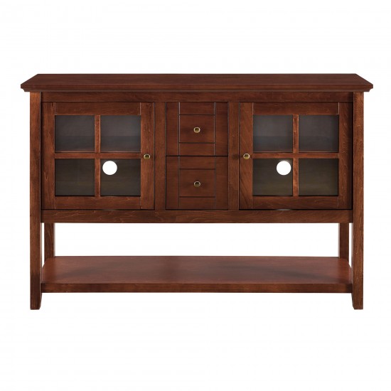 52" Transitional Wood Glass Sideboard - Walnut