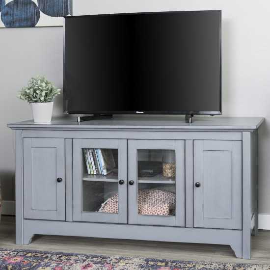 Carver 52" Transitional Wood Glass TV Stand - Antique Grey