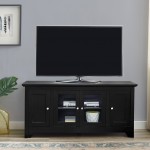 Carver 52" Transitional Wood Glass TV Stand - Black