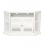 52" Transitional Fluted 2 Door Wood Corner TV Stand - White