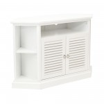 52" Transitional Fluted 2 Door Wood Corner TV Stand - White