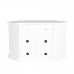 52" Transitional Fluted 2 Door Wood Corner TV Stand - White