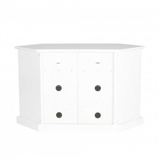 52" Transitional Fluted 2 Door Wood Corner TV Stand - White