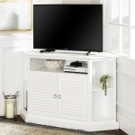 52" Transitional Fluted 2 Door Wood Corner TV Stand - White