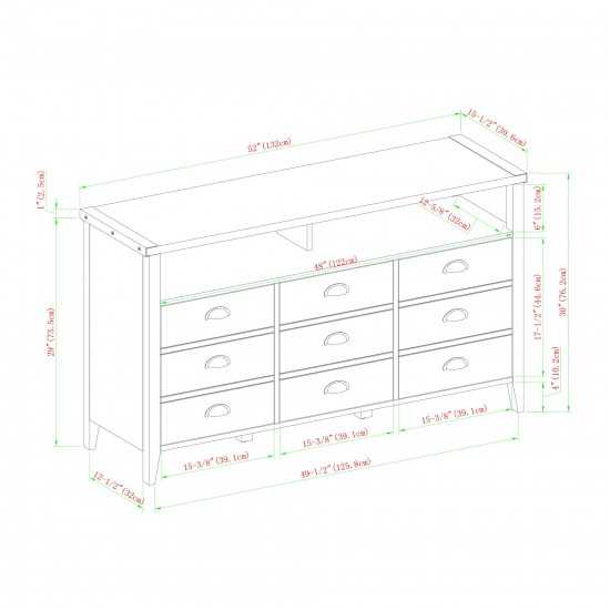 52" Apothecary Style 3 Door TV Stand - Faux Dark Concrete/Rustic Oak