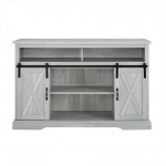 52" Sliding Barn Door Highboy Modern Farmhouse TV Stand - Stone Grey