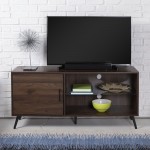 Nora 52" Mid Century Modern 1 Door Wood TV Stand - Dark Walnut