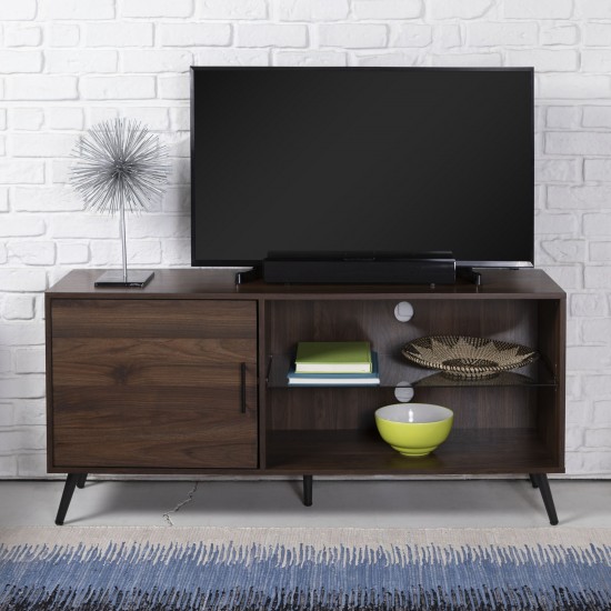 Nora 52" Mid Century Modern 1 Door Wood TV Stand - Dark Walnut