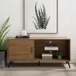 Nora 52" Mid Century Modern 1 Door Wood TV Stand - English Oak