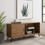 Nora 52" Mid Century Modern 1 Door Wood TV Stand - English Oak