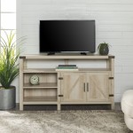 58" Modern Farmhouse Barn Door Highboy TV Stand - White Oak