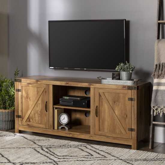 58" Farmhouse Barn Door TV Stand - Barnwood