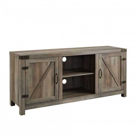 58" Farmhouse Barn Door TV Stand - Grey Wash