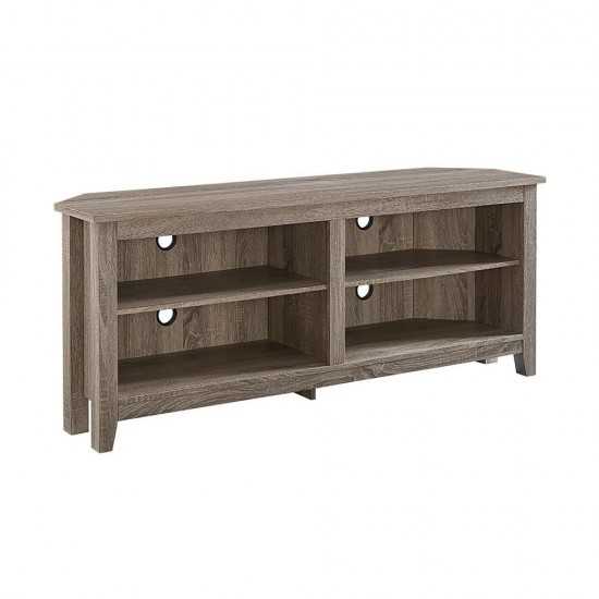 58" Transitional Wood Corner TV Stand - Driftwood