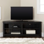 58" Transitional Wood Corner TV Stand - Black