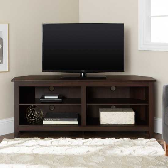 58" Transitional Wood Corner TV Stand - Espresso