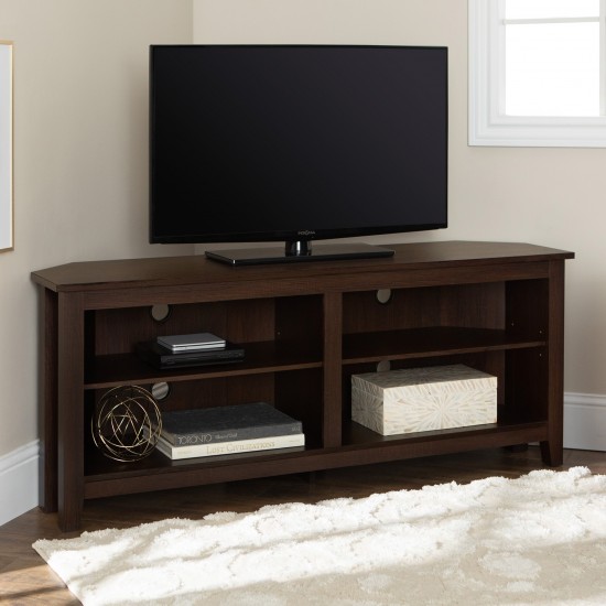 58" Transitional Wood Corner TV Stand - Espresso