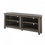 58" Transitional Wood Corner TV Stand - Grey Wash