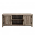 58" Modern Farmhouse Grooved 2 Door TV Stand - Grey Wash
