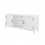 58" Modern Farmhouse Grooved 2 Door TV Stand - Solid White