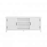 58" Modern Farmhouse Grooved 2 Door TV Stand - Solid White