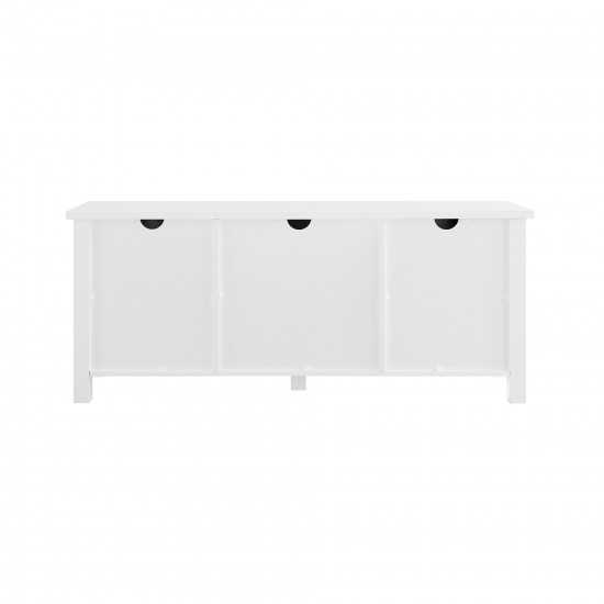 58" Modern Farmhouse Grooved 2 Door TV Stand - Solid White