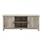 58" Modern Farmhouse Grooved 2 Door TV Stand - White Oak